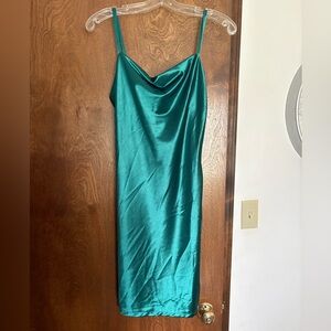 Emerald Green Cowl Neck Dress